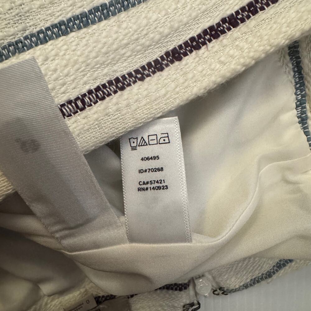 Ann Taylor LOFT Faux Wrap Mini Skirt 0 Cream Striped Euro Summer Vacation Resort - Picture 14 of 16